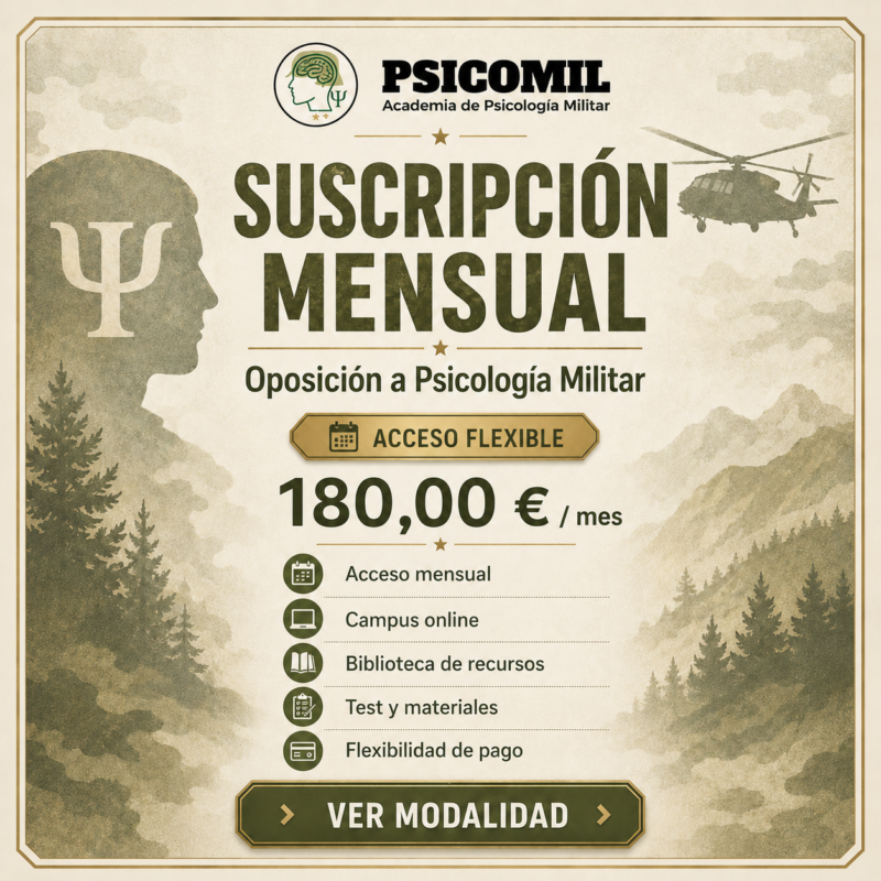 SUSCRIPCIÓN MENSUAL Oposición a Psicología Militar